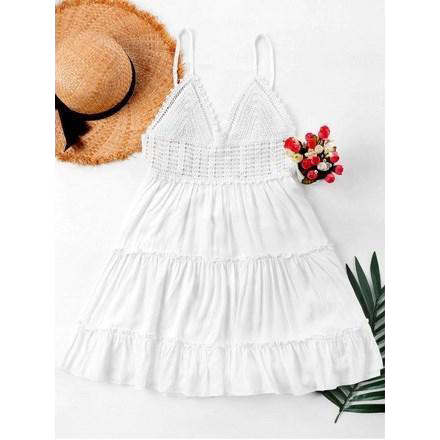 Crochet Panel Cami Flare Dress