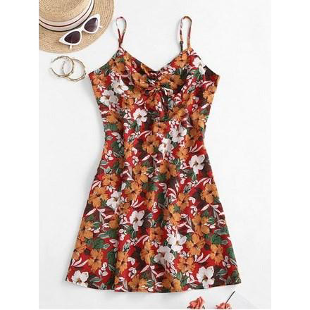 Cami Cinched Front Floral Mini Dress