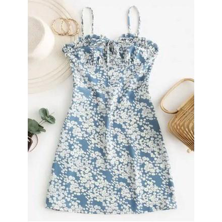 Ditsy Floral Smocked Frilled Cami Summer Dress