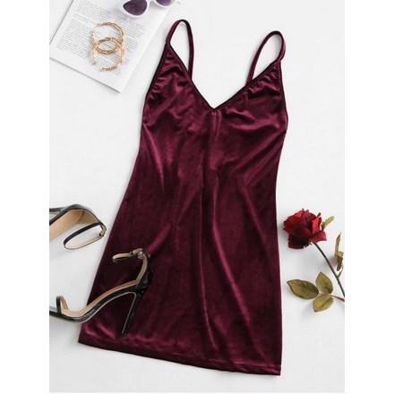 Cami Strappy Back Velvet Mini Dress