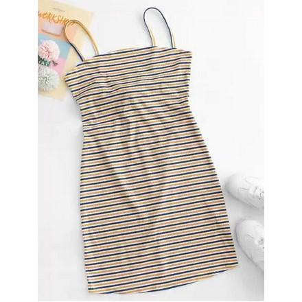 Back Knot Knit Striped Cami Dress